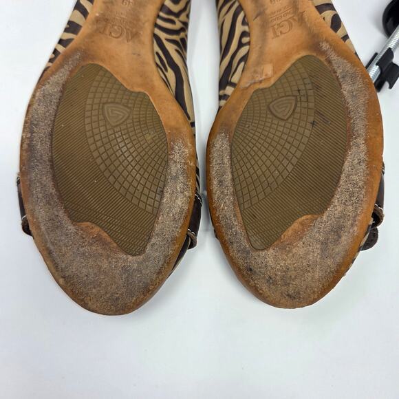 AGL Attilio Giusti Leombruni Shoes Womens Size 39 US 8.5 Peep Toe Flats Animal - Picture 11 of 16